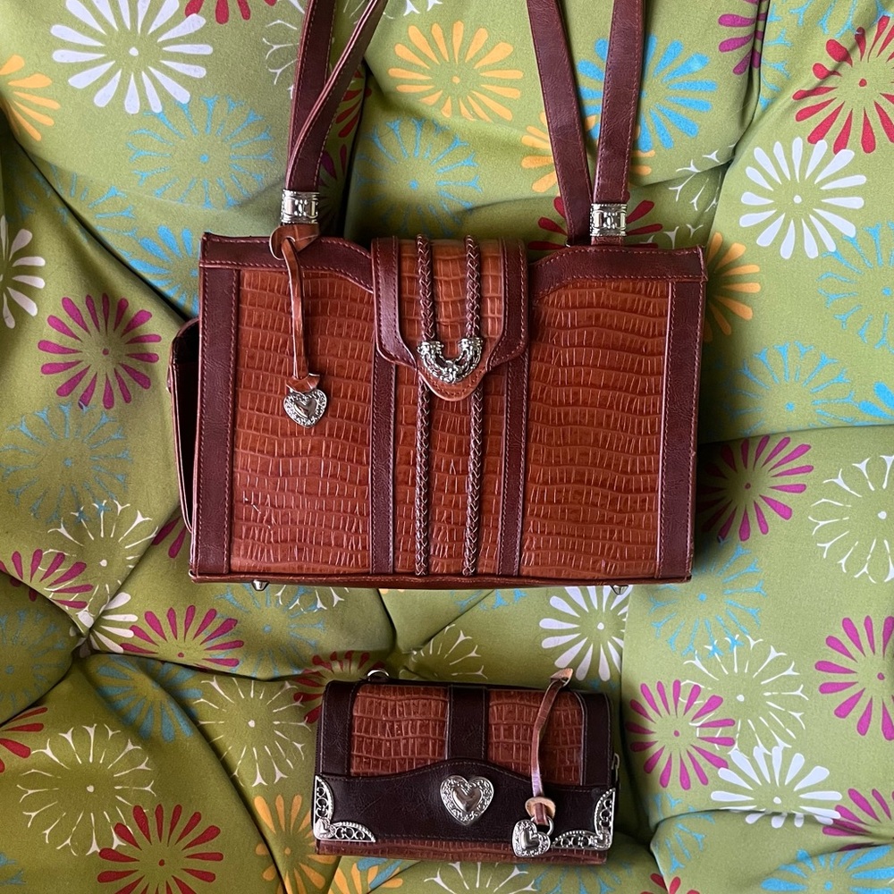 Brighton Brown Leather Shoulder Bag and wallet with Classic Design
